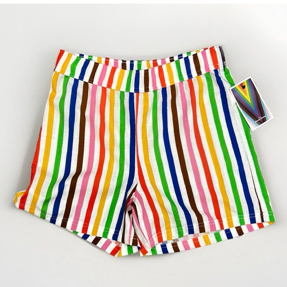 NWT Rainbow Stripe Elastic Waist Shorts